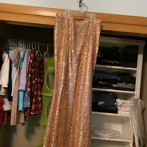 Rose gold sequin skirt
